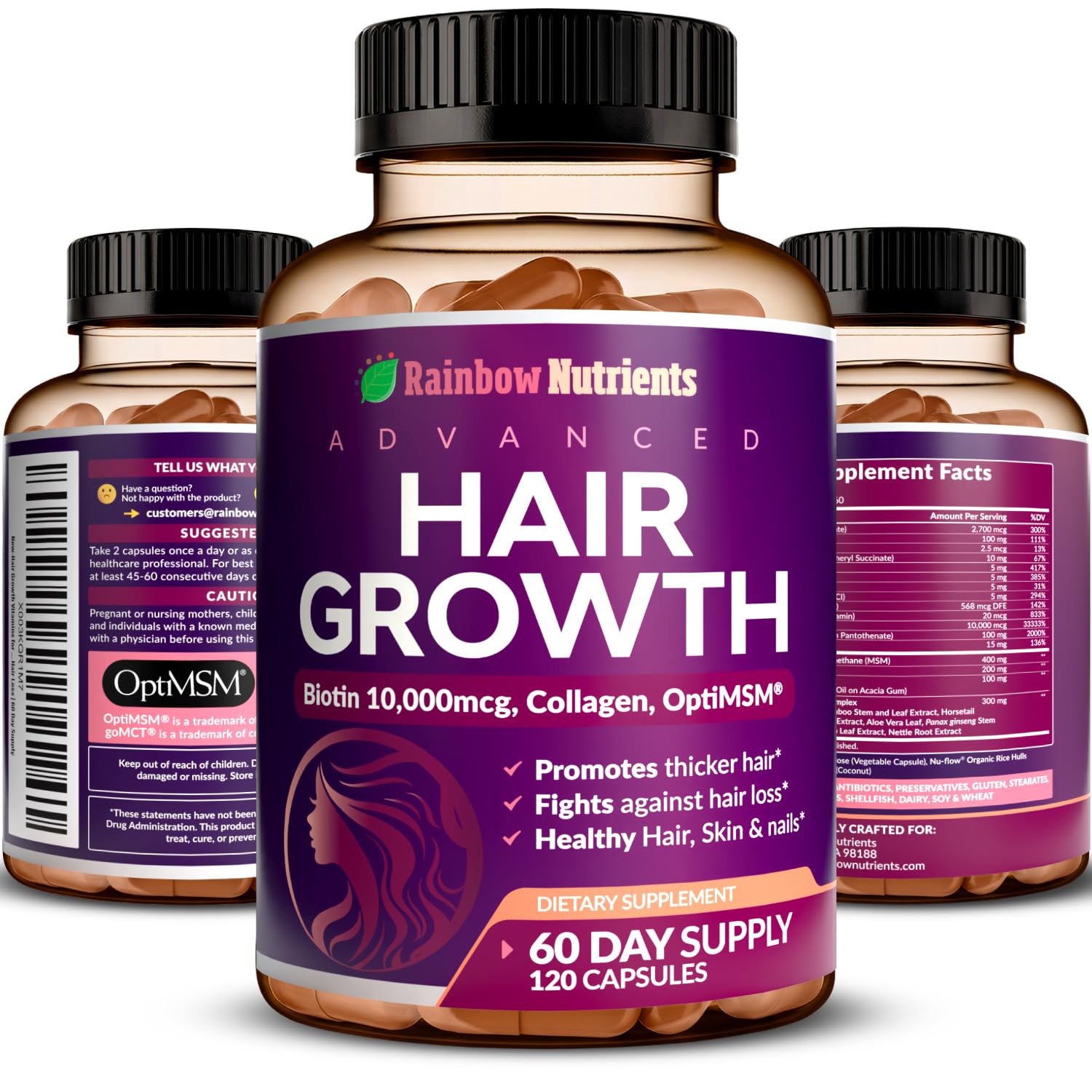 Hair Growth Vitamins for Women by Rainbow Nutrients

