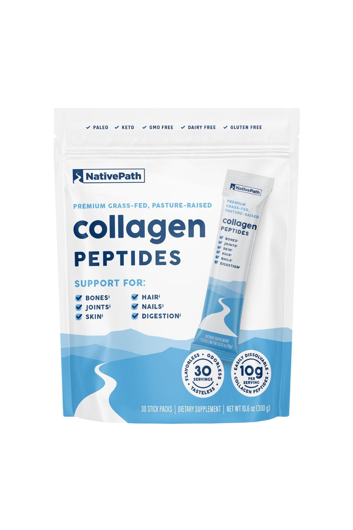 NativePath Collagen Peptides Protein – Hydrolyzed Type 1 & 3 for Skin, Hair, Nails
