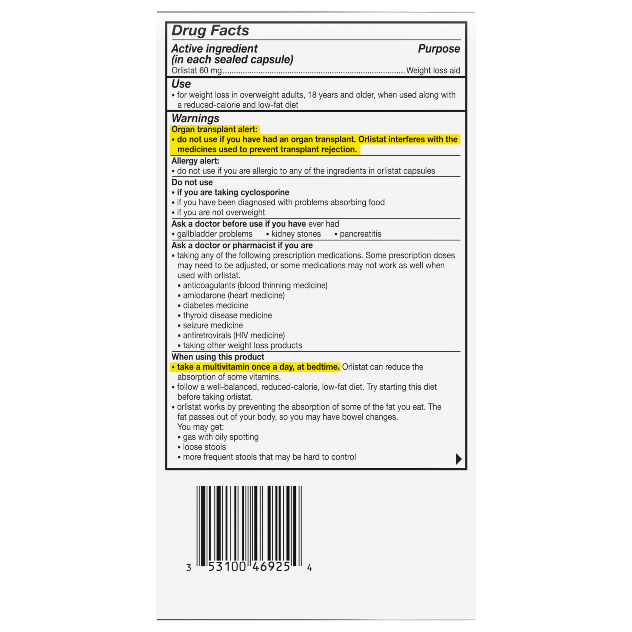 Alli Orlistat 60 mg Weight Loss Capsules

