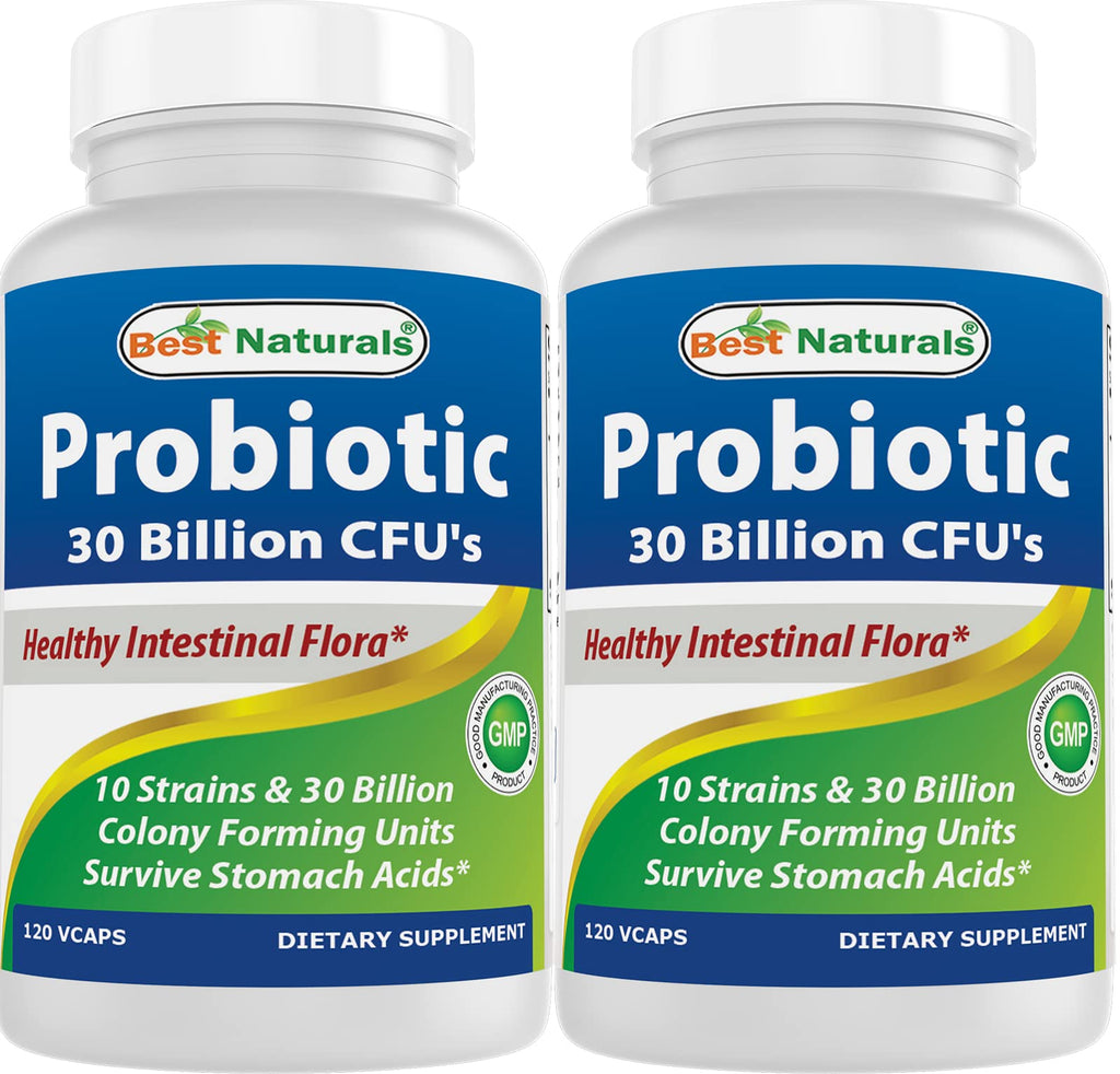 Best Naturals Probiotic 10 Strains & 30 Billion CFU Vegetarian Capsules - Shelf Stable
