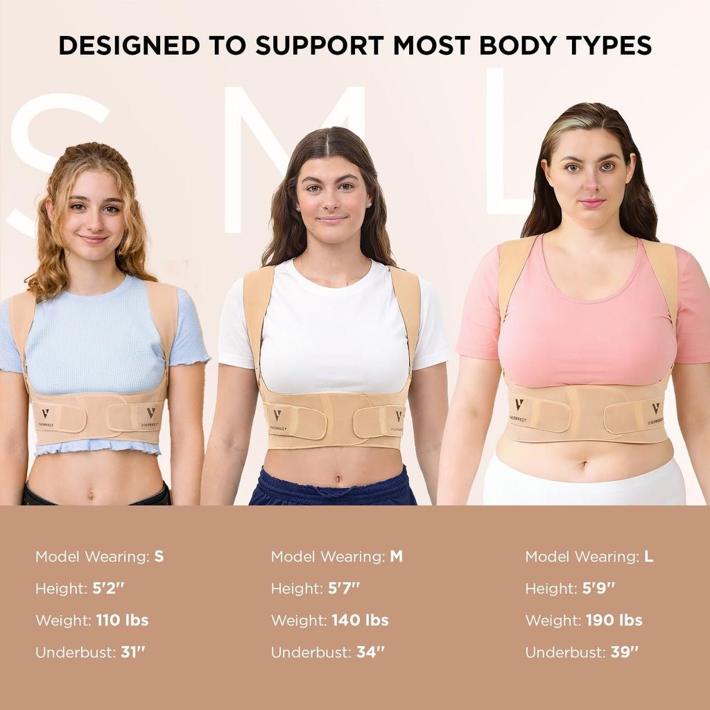 Vicorrect Posture Corrector for Women - Hidden Under Clothes

