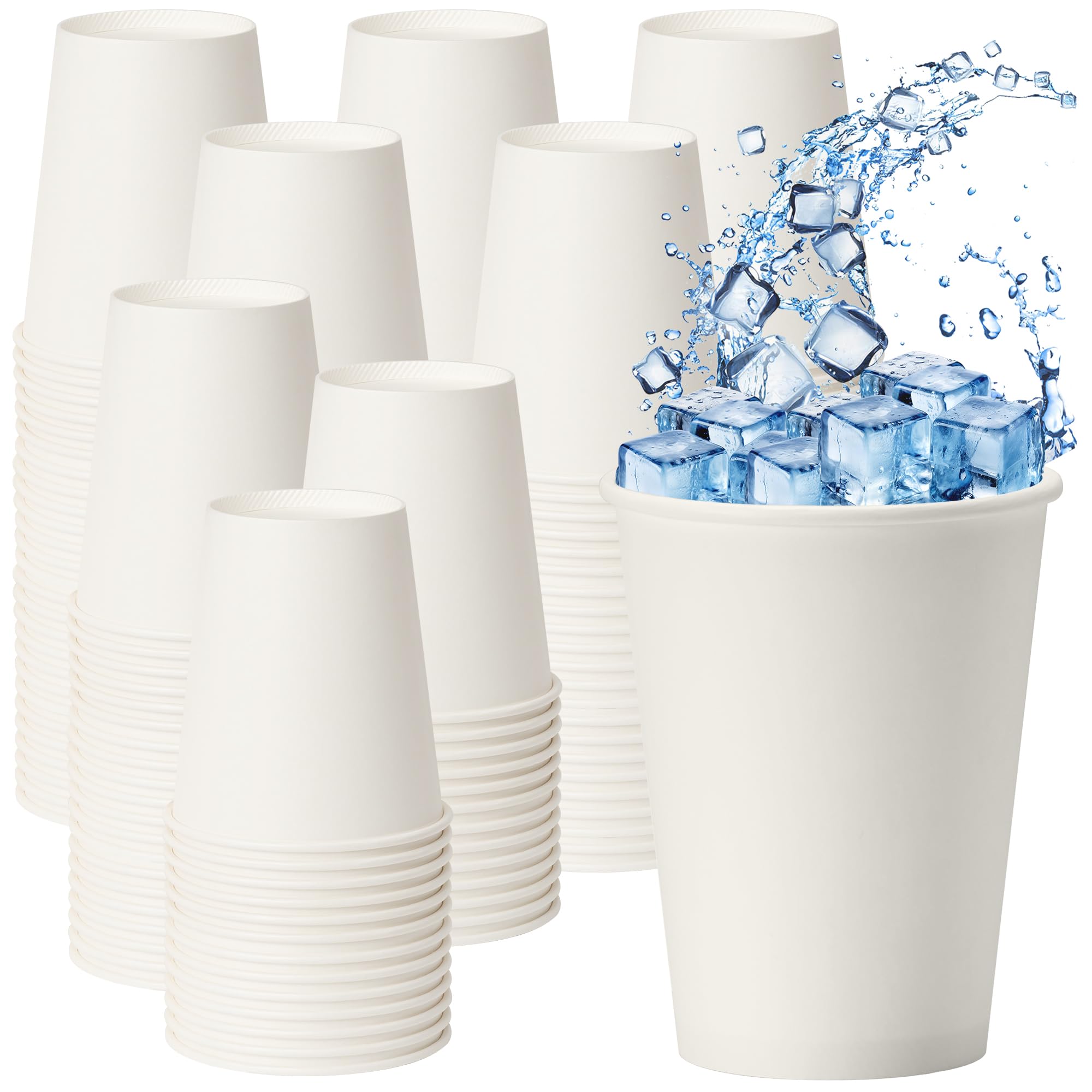 White Disposable Paper Cups for Hot Beverages with Rolled Rim