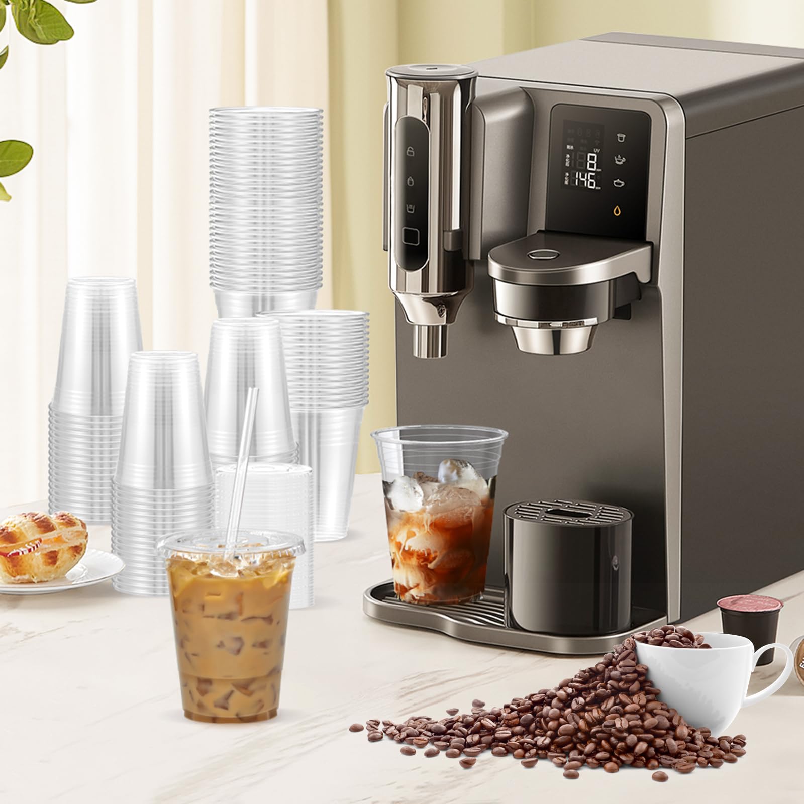 Dealusy Plastic Cups with Lids and Straws - Food Safe

