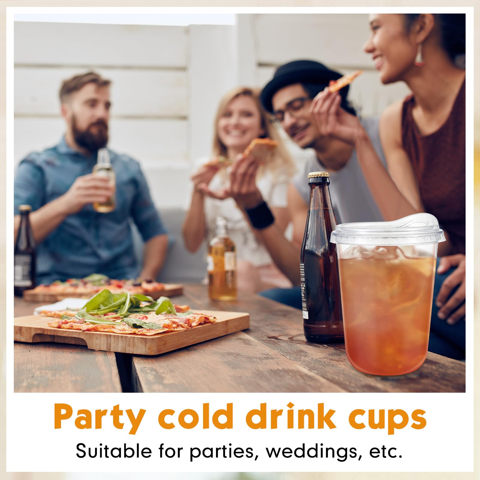 Baderke Disposable Cups with Sip Lids - Round Bottom

