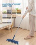 BPAWA Microfiber Flat Floor Mop with 4 Washable Pads

