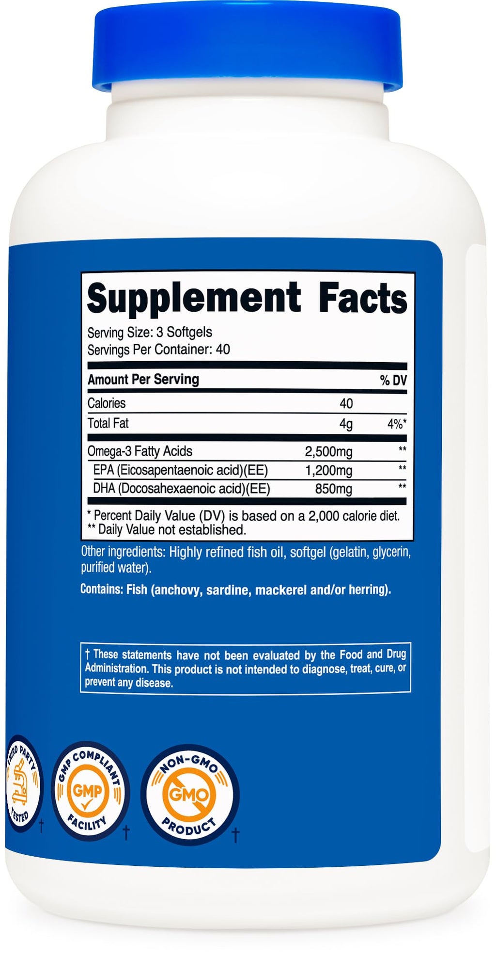 Nutricost Omega-3 Fish Oil 2500 mg Wild Caught

