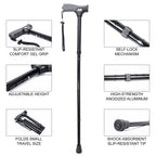 Vaunn Medical Folding Cane with Self-Locking Mechanism

