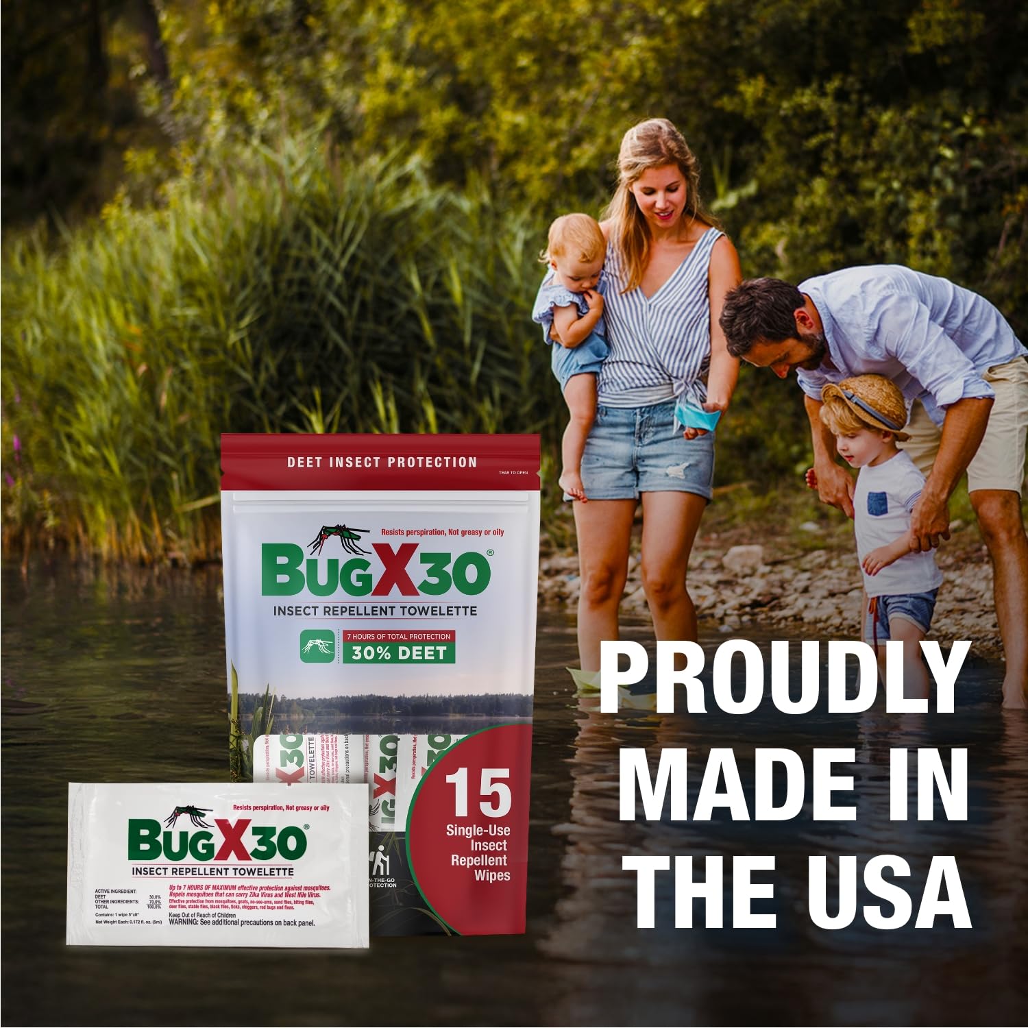 CoreTex Bug X 30 Insect Repellent Wipes - DEET 30%


