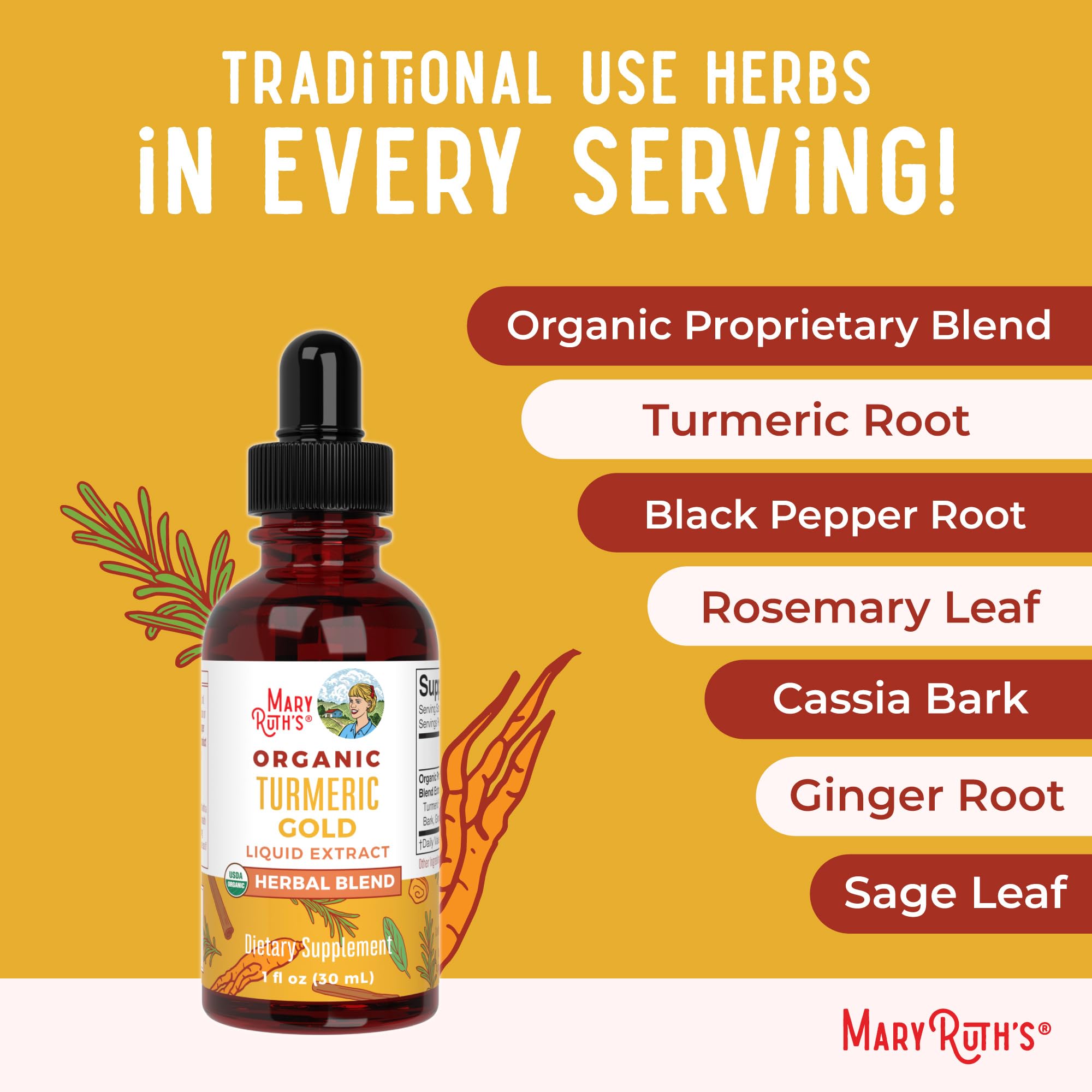 MaryRuth's Turmeric Gold Liquid Drops - Immune Support

