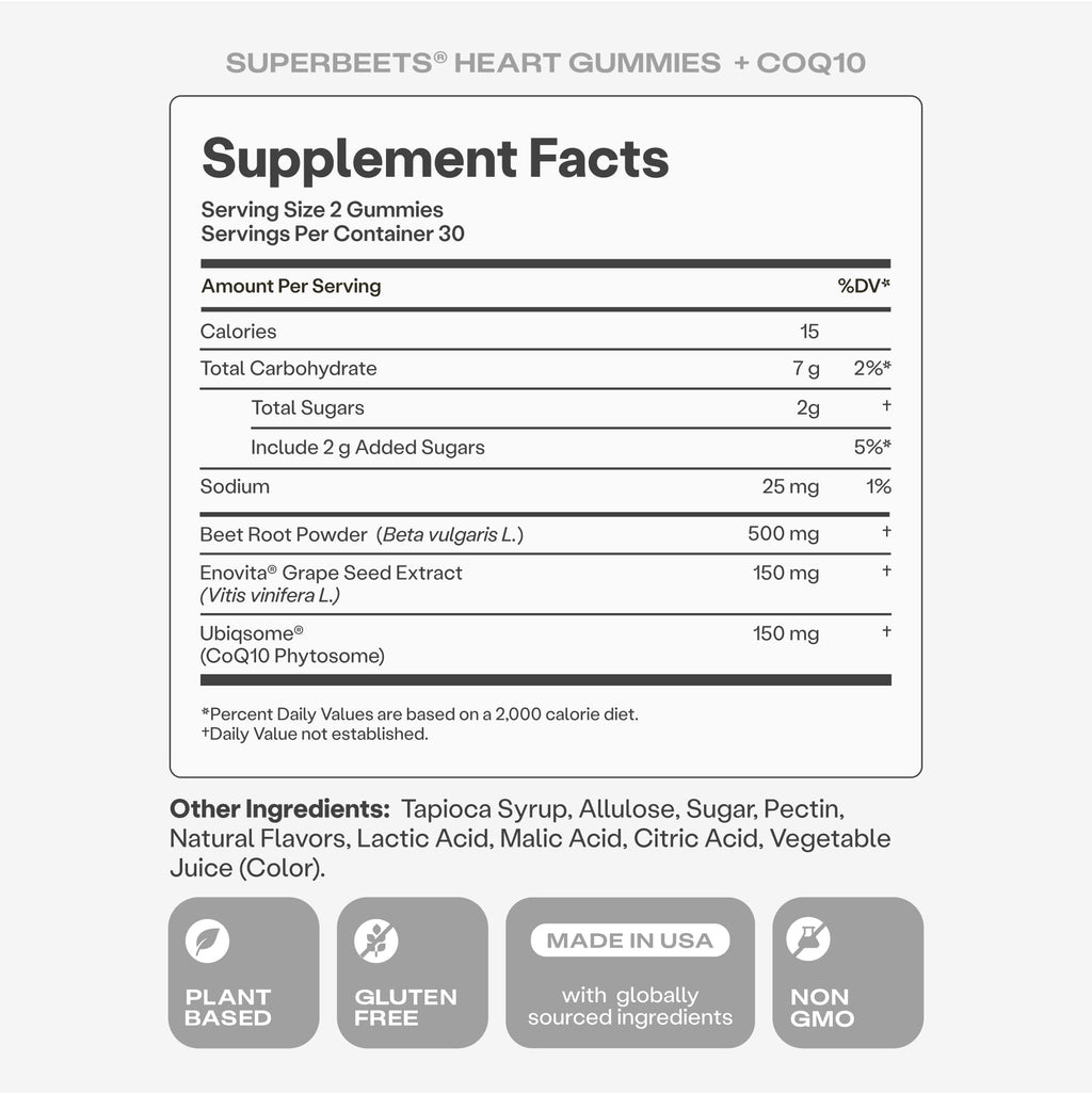 Humann SuperBeets Beetroot CoQ10 Grape Seed Gummies

