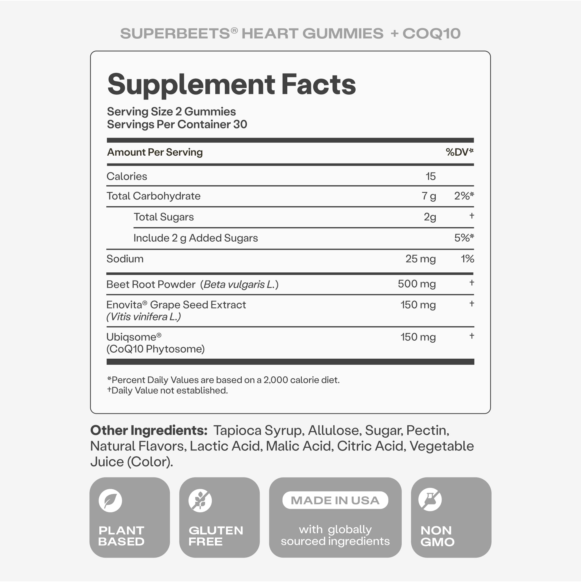 Humann SuperBeets Beetroot CoQ10 Grape Seed Gummies


