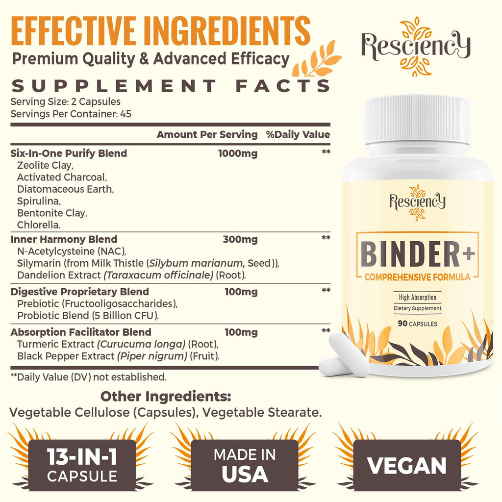 Resciency Detox Binder Supplement with Charcoal and Minerals

