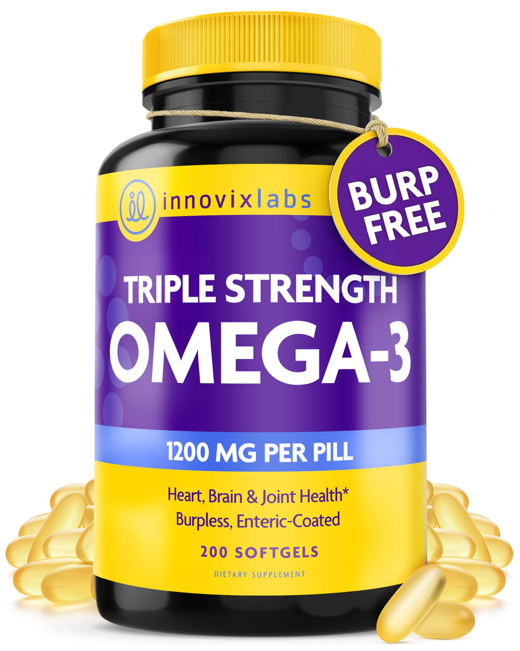 InnovixLabs Triple Strength Omega-3 Burpless Fish Oil

