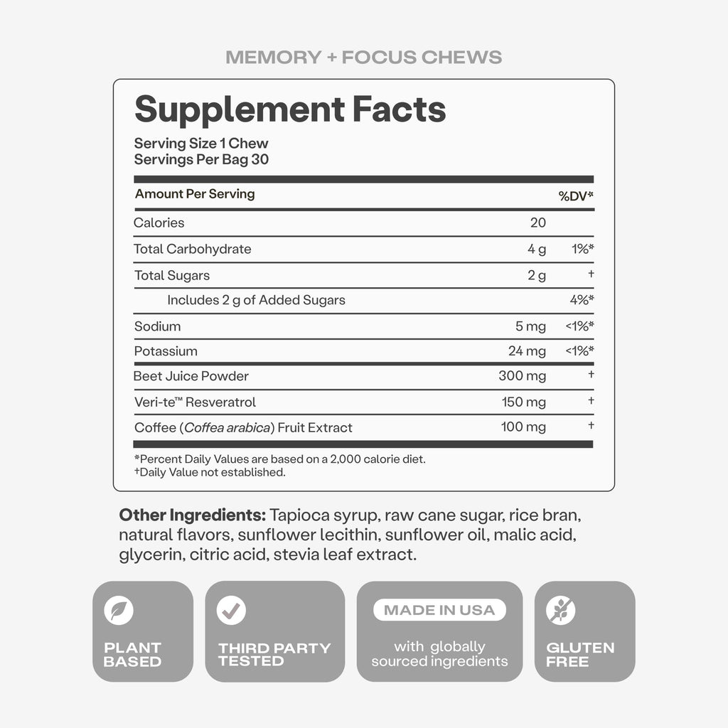 HumanN Memory and Focus Chews - Brain Health Supplement

