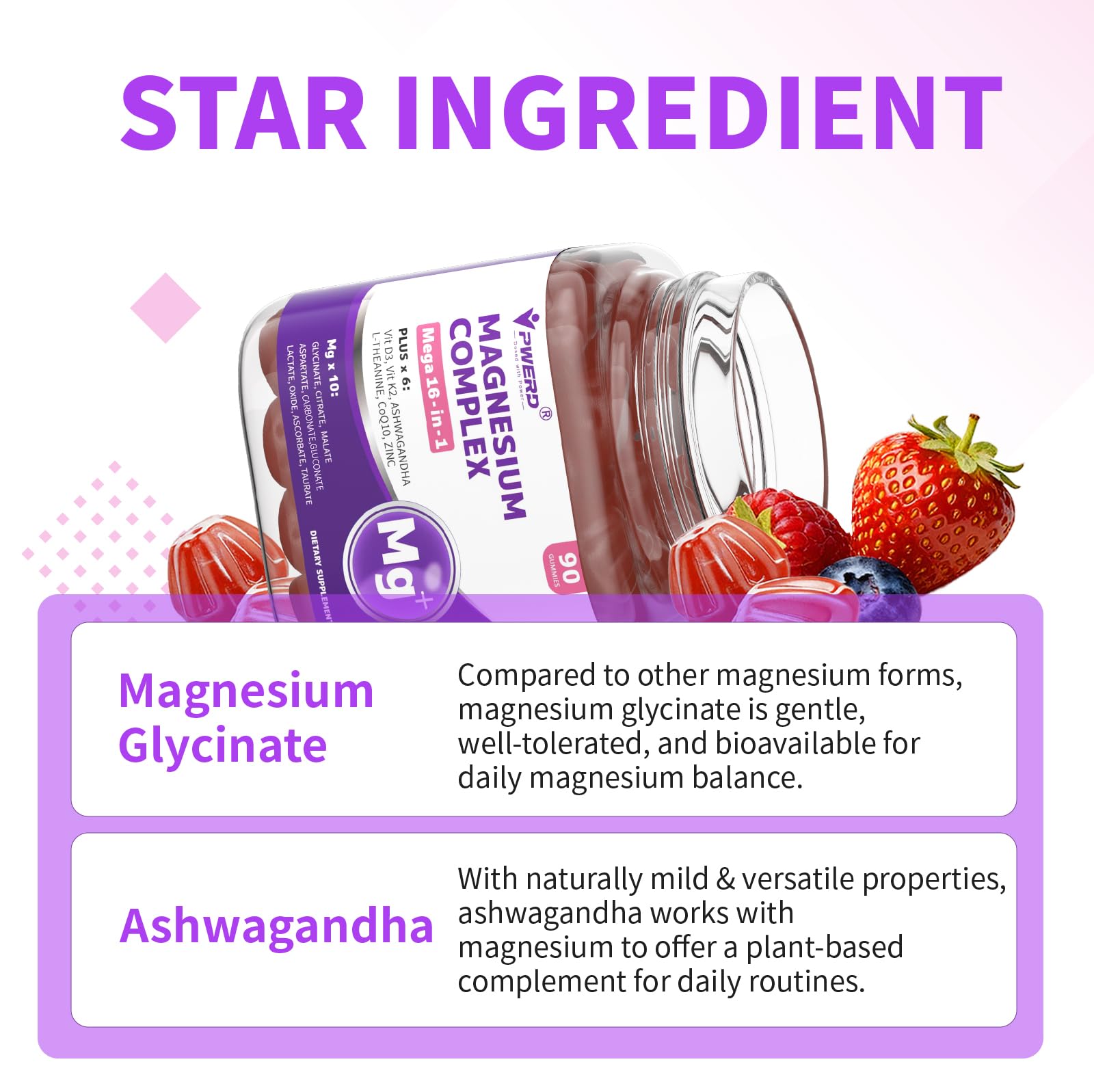 PWERD Magnesium Sleep Gummies - 16-in-1 Wellness Formula

