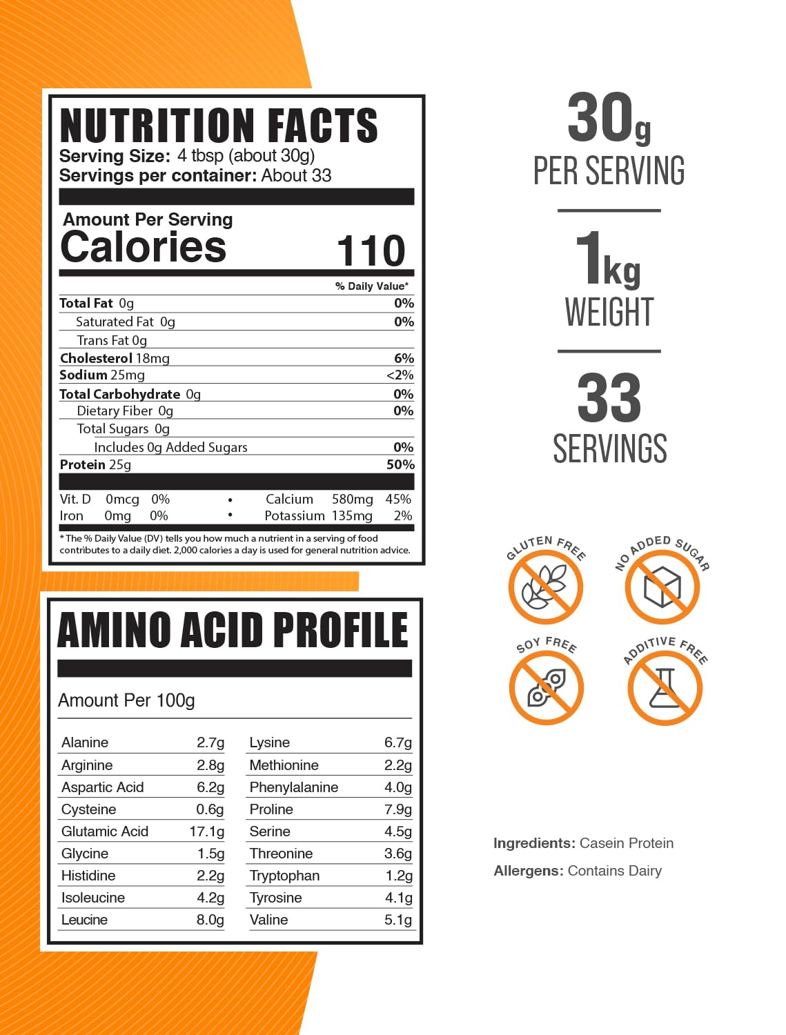 BulkSupplements Micellar Casein Protein Powder Gluten Free

