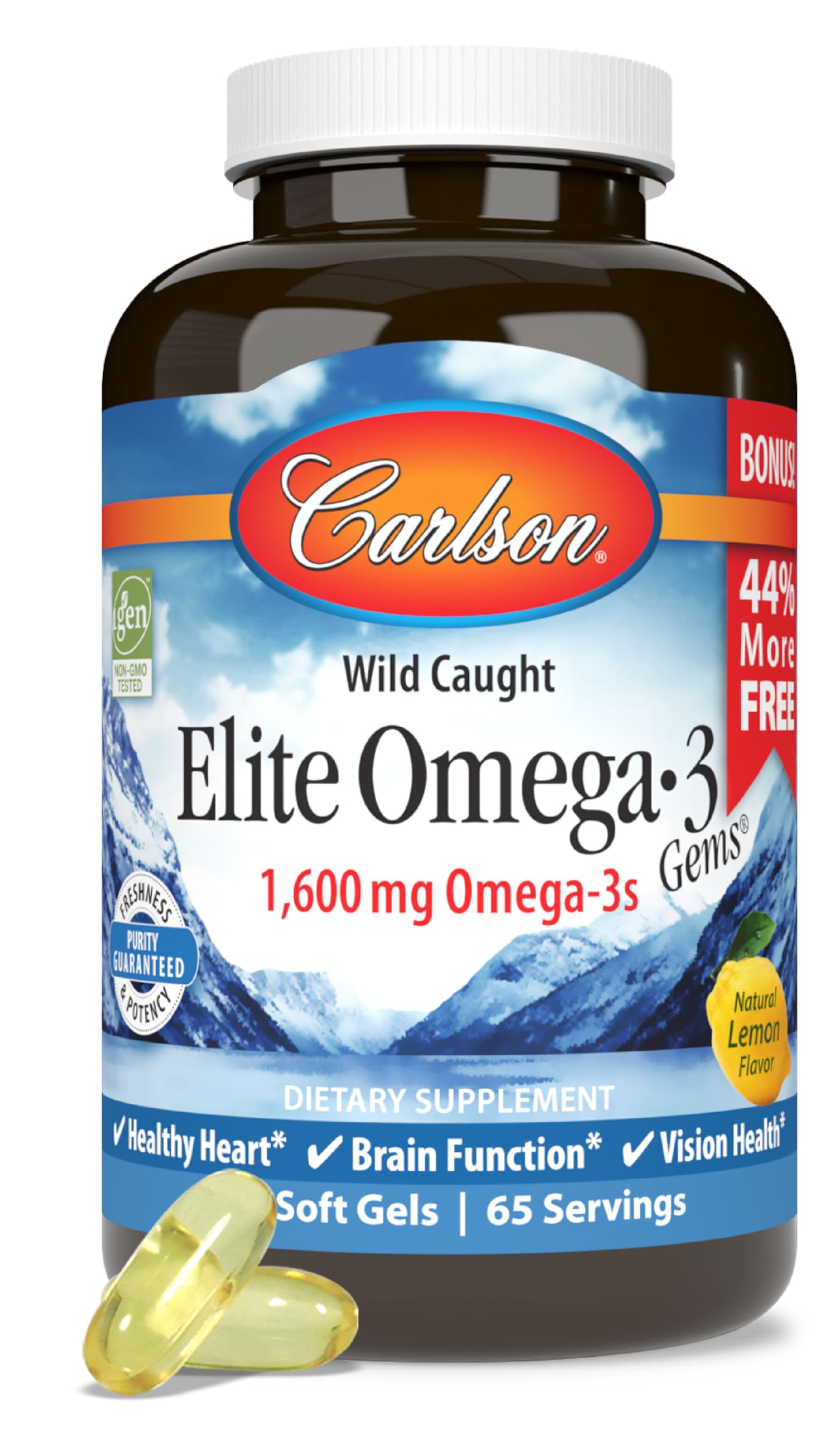 Carlson Elite Omega-3 Gems 1600 mg | Norwegian Fish Oil

