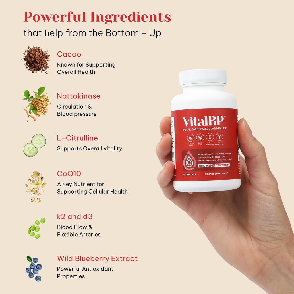Vital BP Blood Pressure Support with CoQ10 L-Citrulline K2 D3

