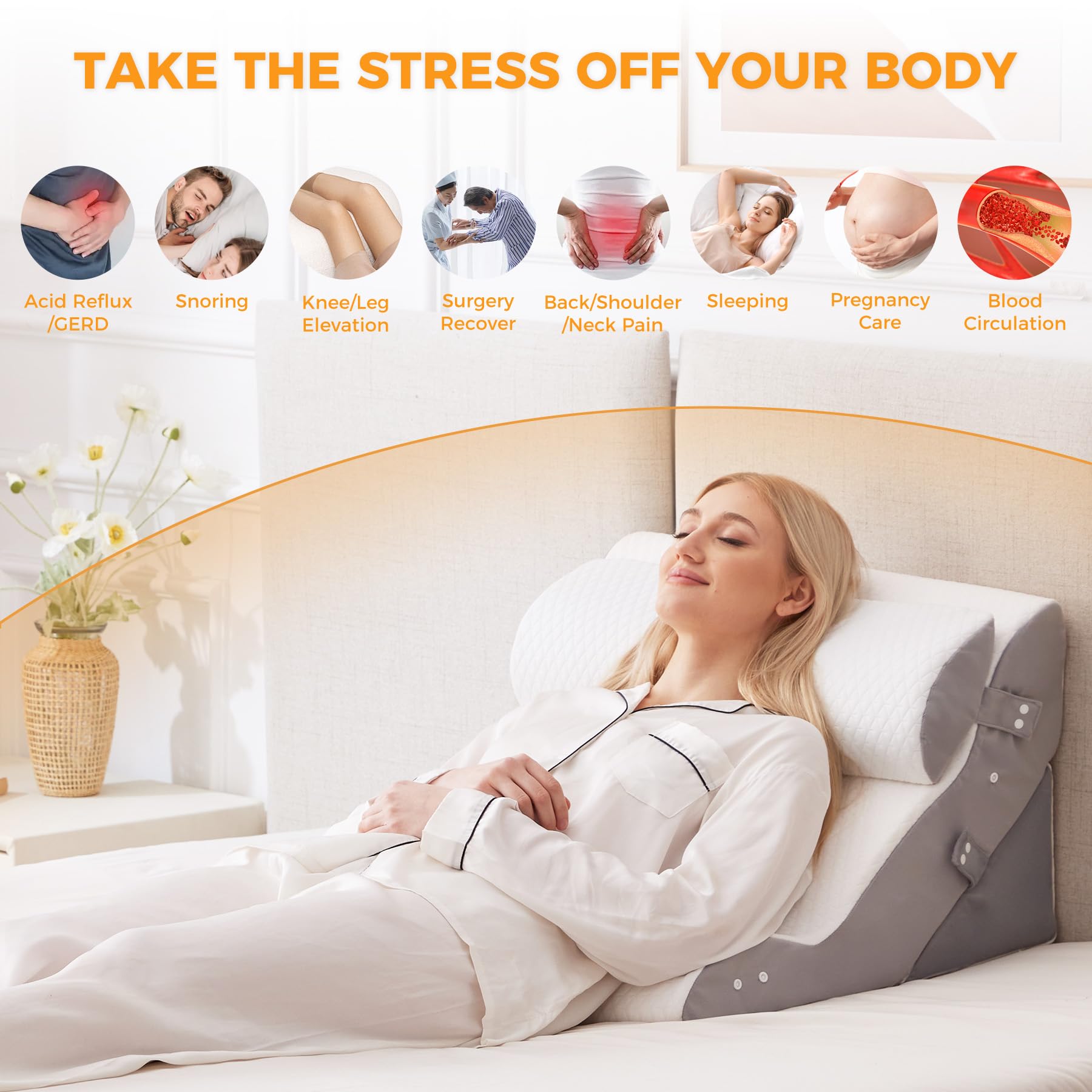 Ruqmuis Wedge Pillow Set for Back Support

