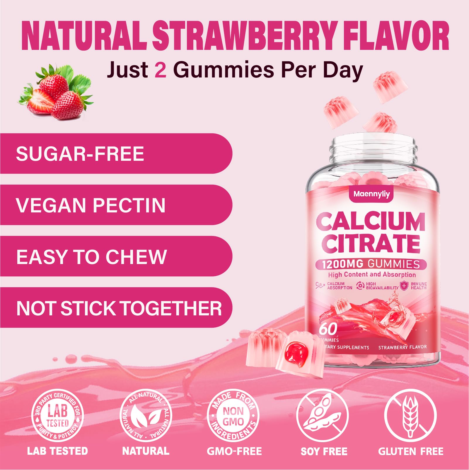 Calcium Citrate Gummies 1200 mg for Adults - Vegan

