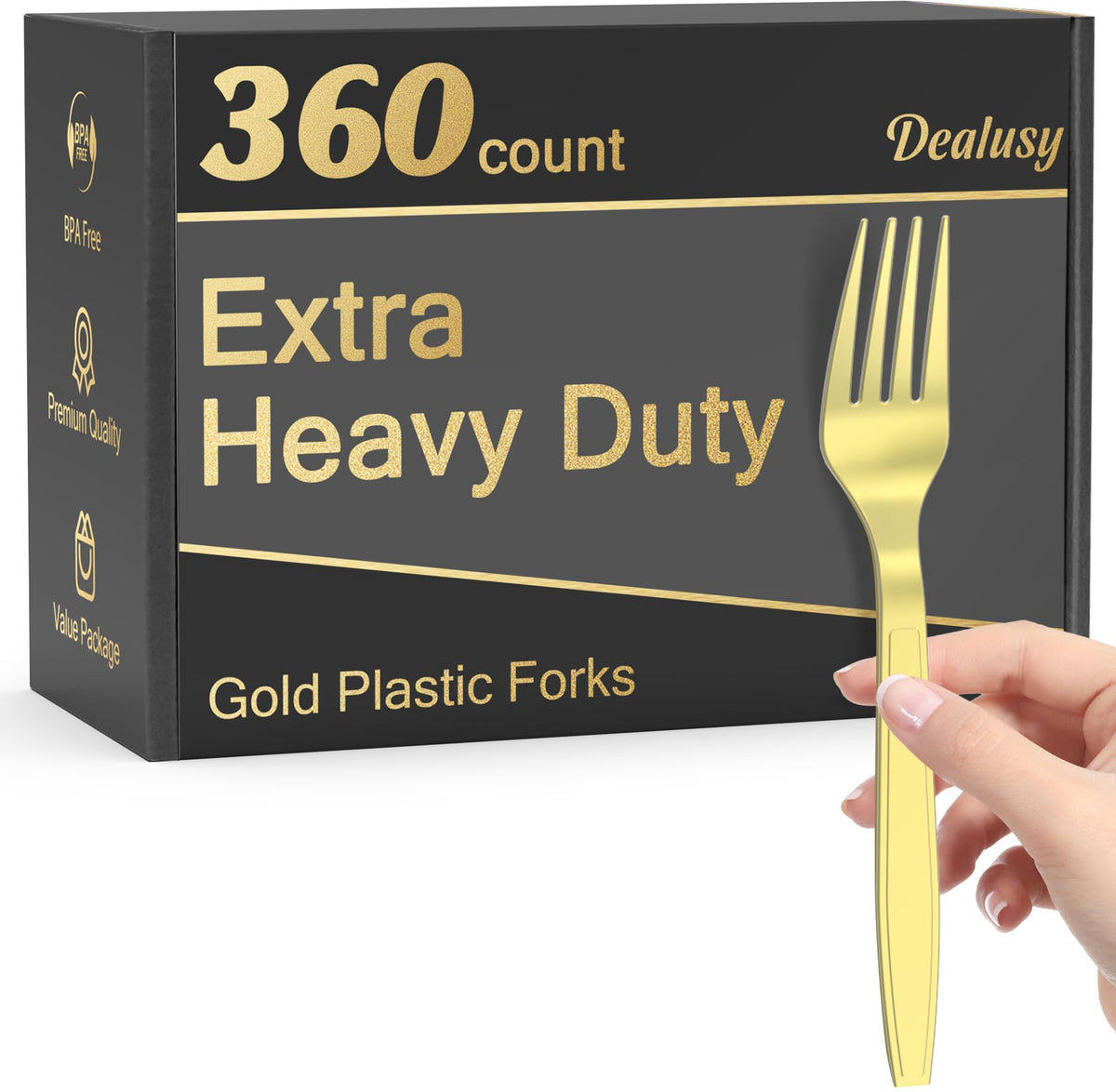 Dealusy Heavy Duty Plastic Forks BPA-Free and Heat Resistant