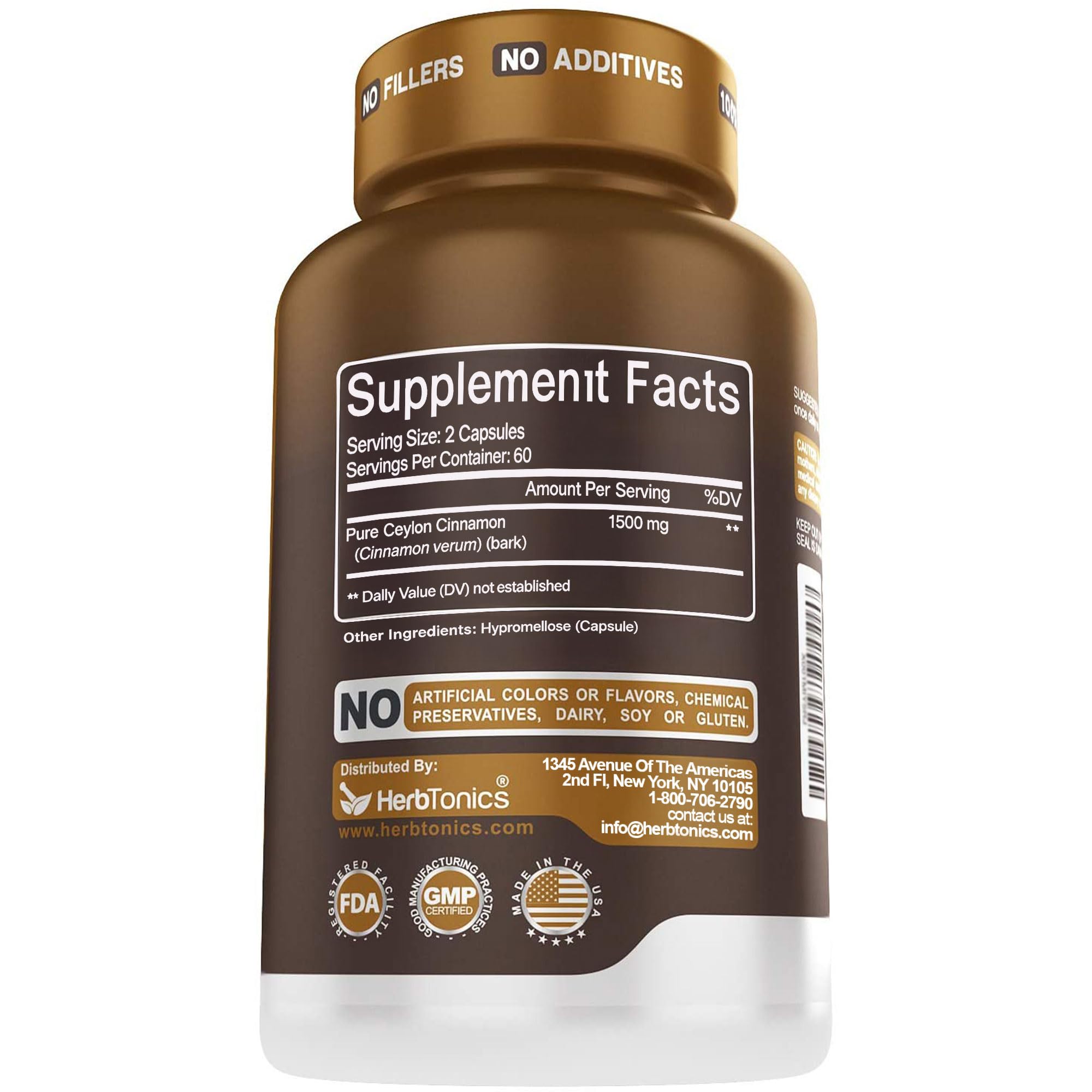 Herbtonics Pure Ceylon Cinnamon Capsules for Immune Support

