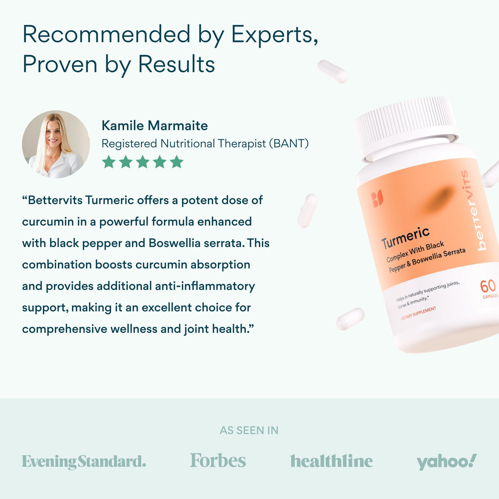Bettervits Turmeric Curcumin with Black Pepper Joint Support

