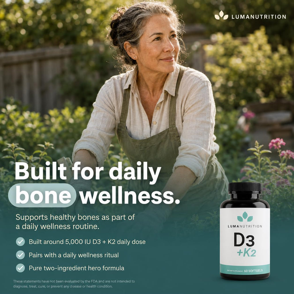 Luma Nutrition D3 + K2 10000 IU Vitamin for Bone Health

