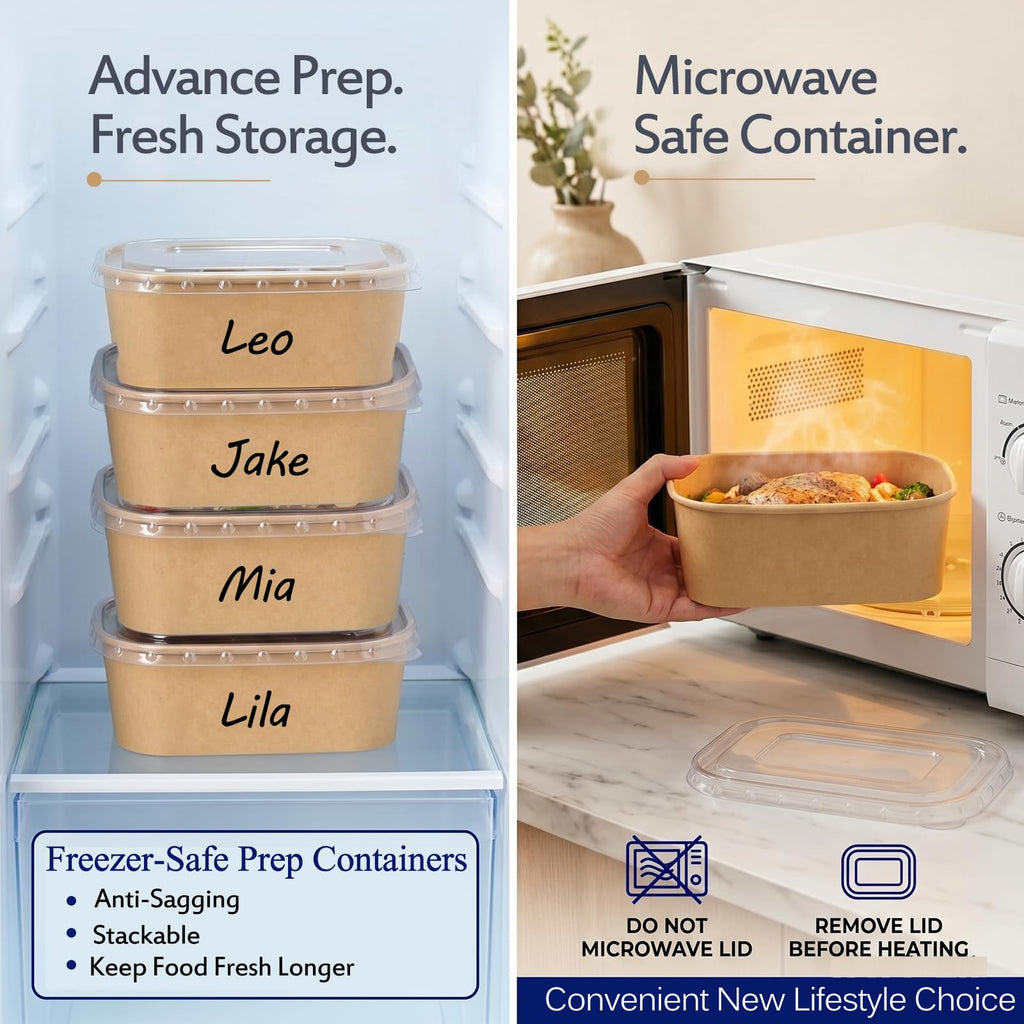Disposable Meal Prep Containers with Lids and Forks

