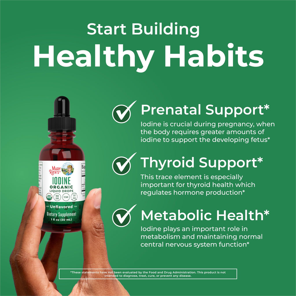 Iodine Liquid Drops by MaryRuth Organics | Thyroid Support


