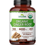 Zazzee Organic Ginger Root Extract - Digestive Support

