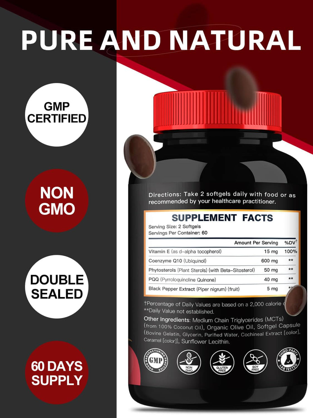 DRFOSTER CoQ10 Ubiquinol 600 mg with PQQ & Plant Sterols

