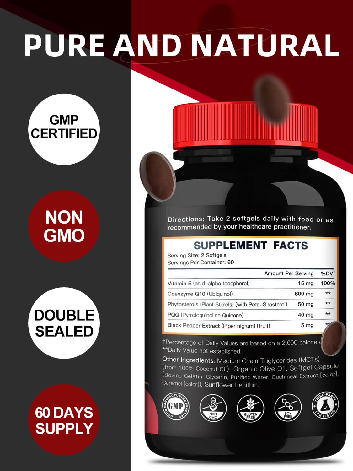 DRFOSTER CoQ10 Ubiquinol 600 mg with PQQ & Plant Sterols

