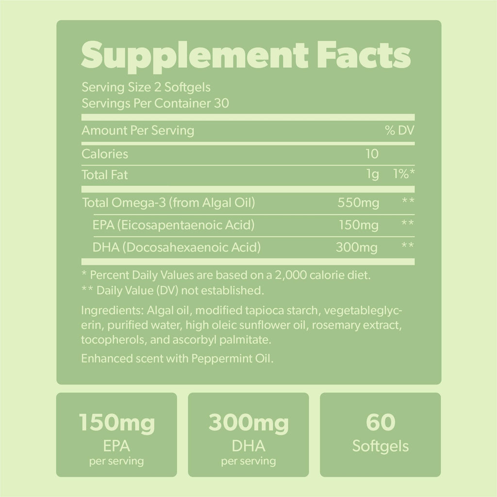 Sapling Vegan Algae Omega-3 | Heart-Brain Support

