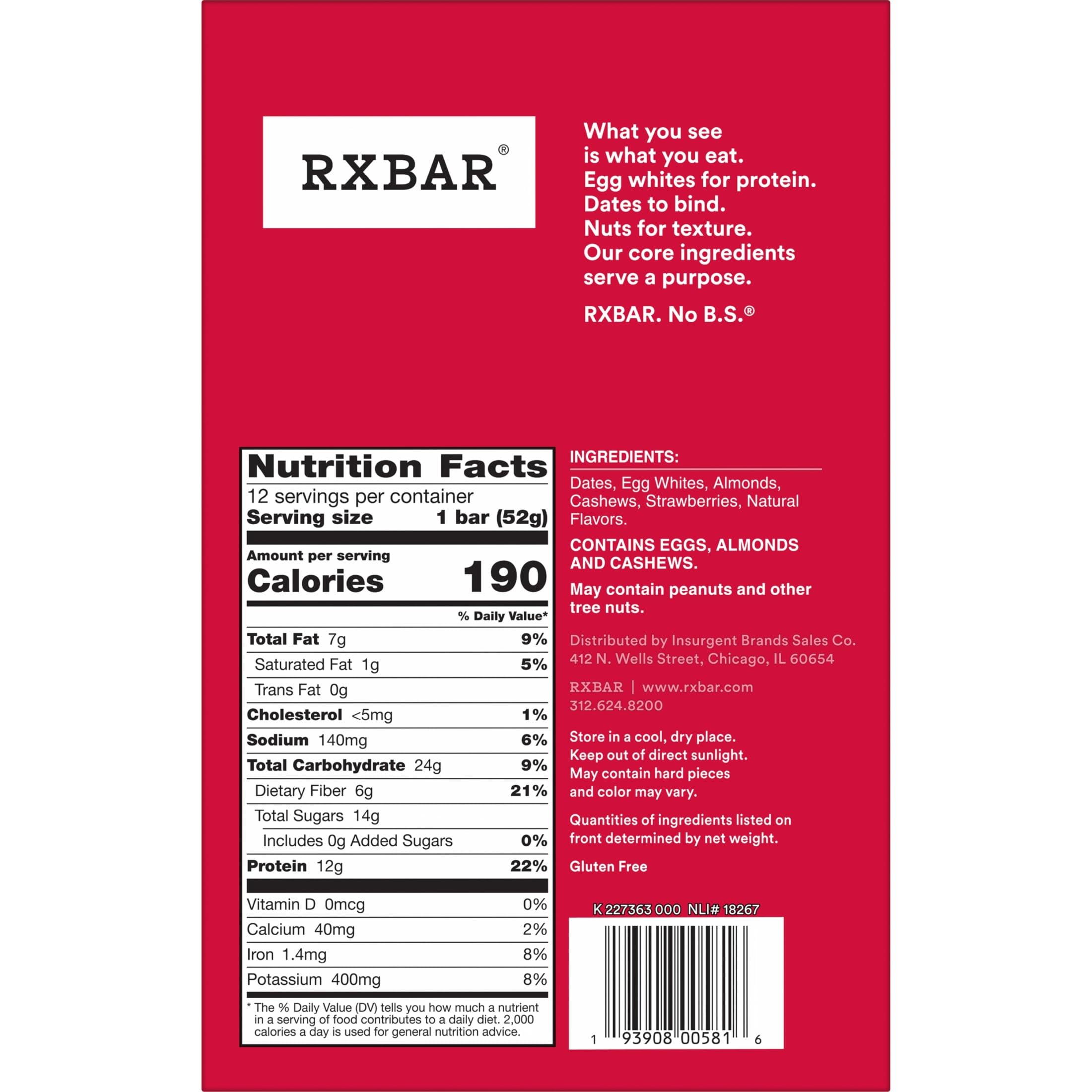 RXBAR Strawberry Protein Bars - Gluten Free Snack

