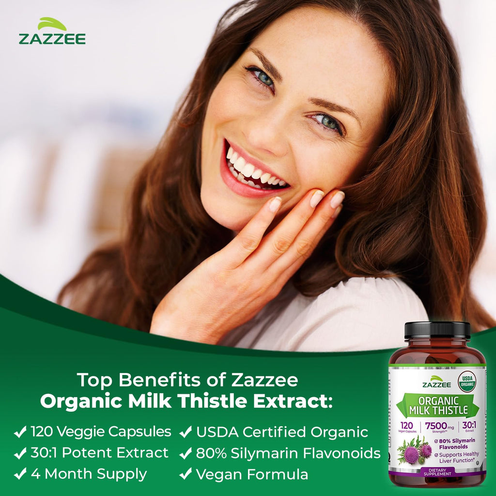 Zazzee Organic Milk Thistle Extract Capsules

