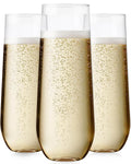 Maaacute Plastic Champagne Flutes, Stemless with Rim, BPA-Free
