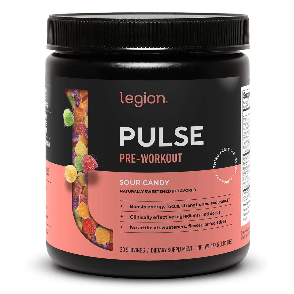 Legion Pulse Pre Workout Supplement - All Natural Nitric Oxide, Creatine Free, Naturally Sweetened