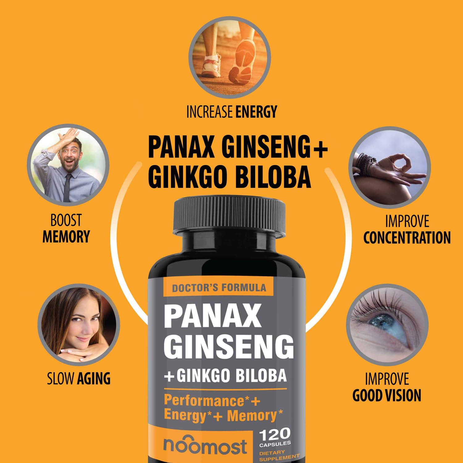 NooMost Ginseng & Ginkgo Biloba Vegan Capsules

