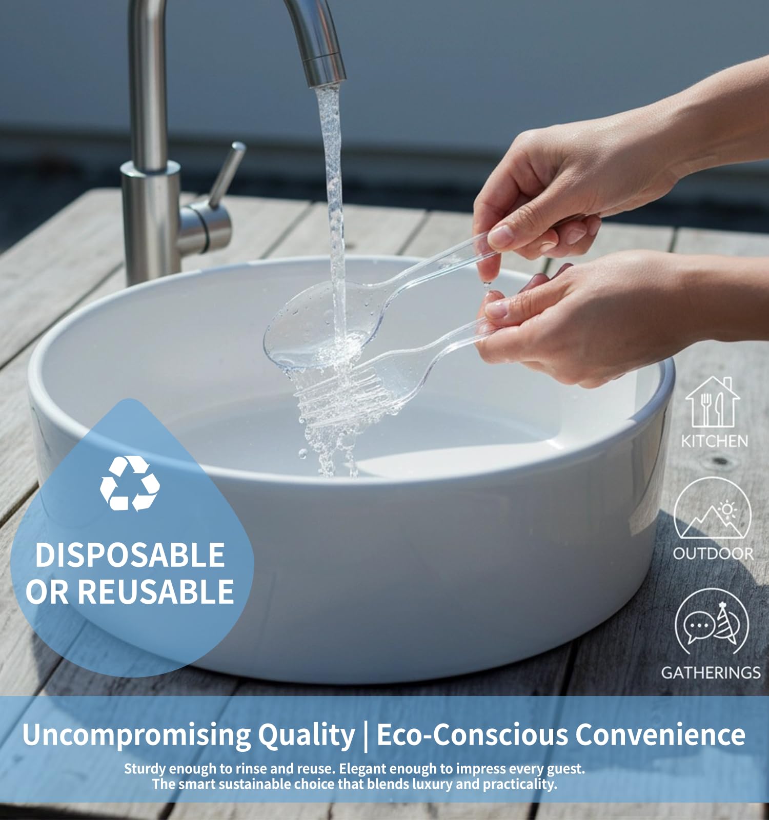 Voatree Disposable Clear Plastic Cutlery - BPA-Free

