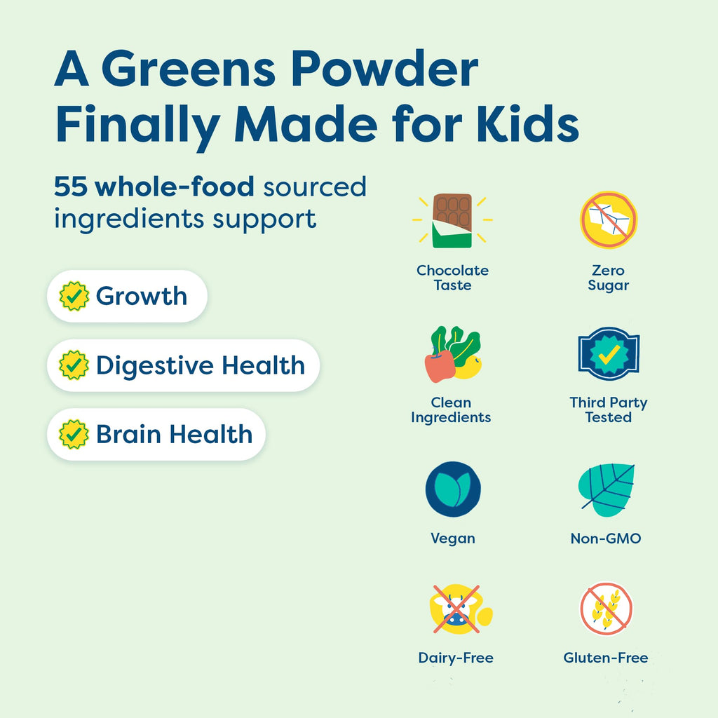 HIYA Kids Greens Powder Sticks | 55 Whole-Food Ingredients

