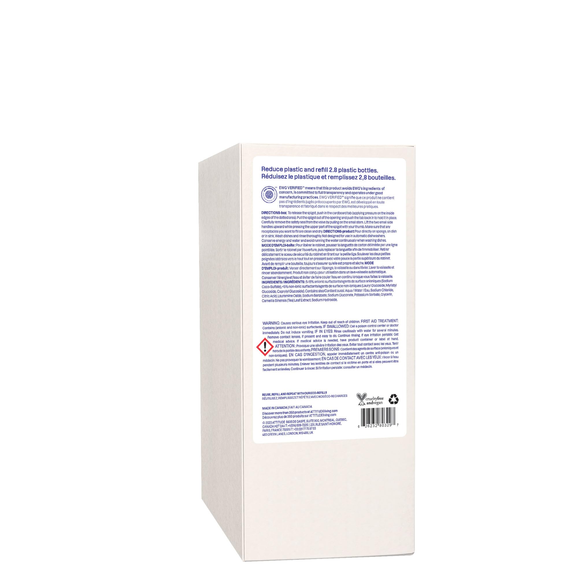 ATTITUDE Dish Soap Refill - EWG Verified Plant-Based

