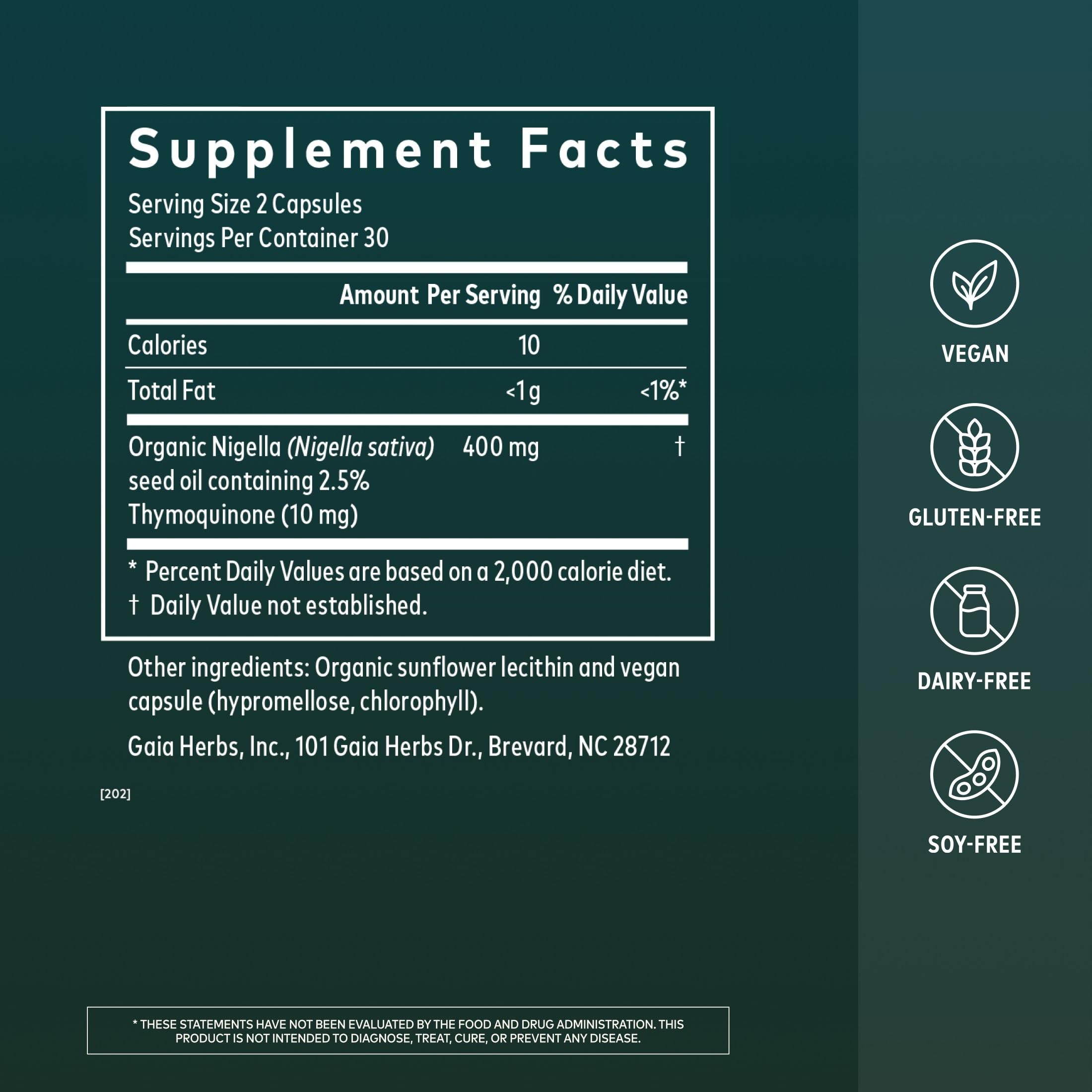 Gaia Herbs Black Seed Oil Capsules | Immune Support

