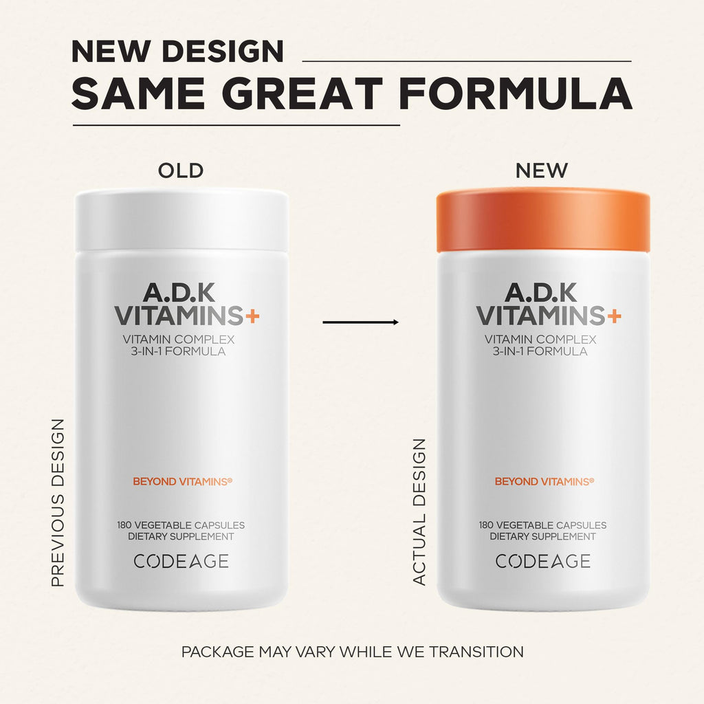 Codeage ADK Vitamins+ A D3 K1 K2 Fat-Soluble Multivitamin

