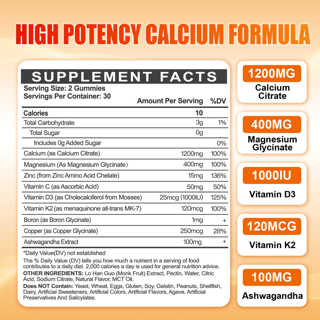 Calcium 1200 mg Gummies with Vitamin D3 for Adults

