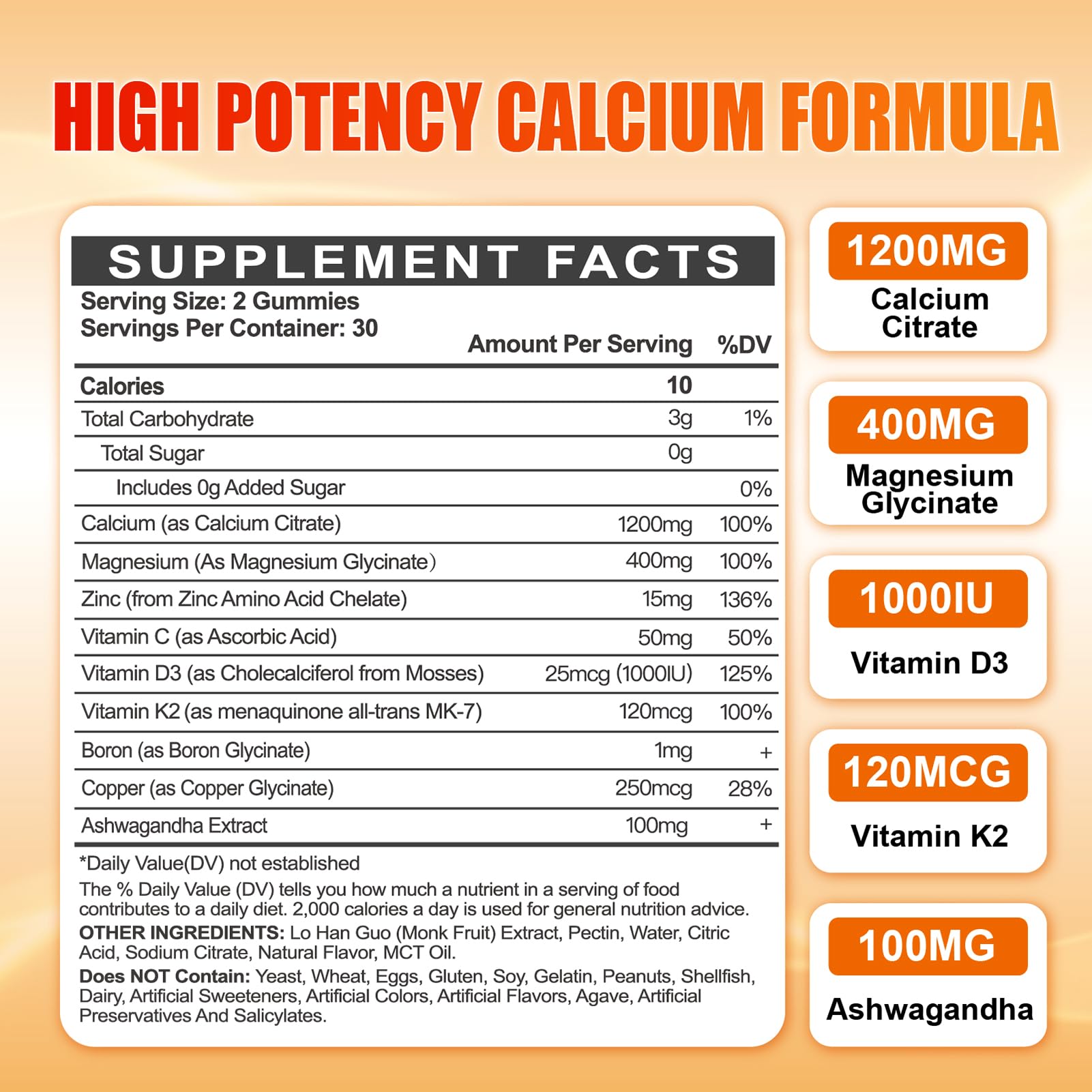 Calcium 1200 mg Gummies with Vitamin D3 for Adults

