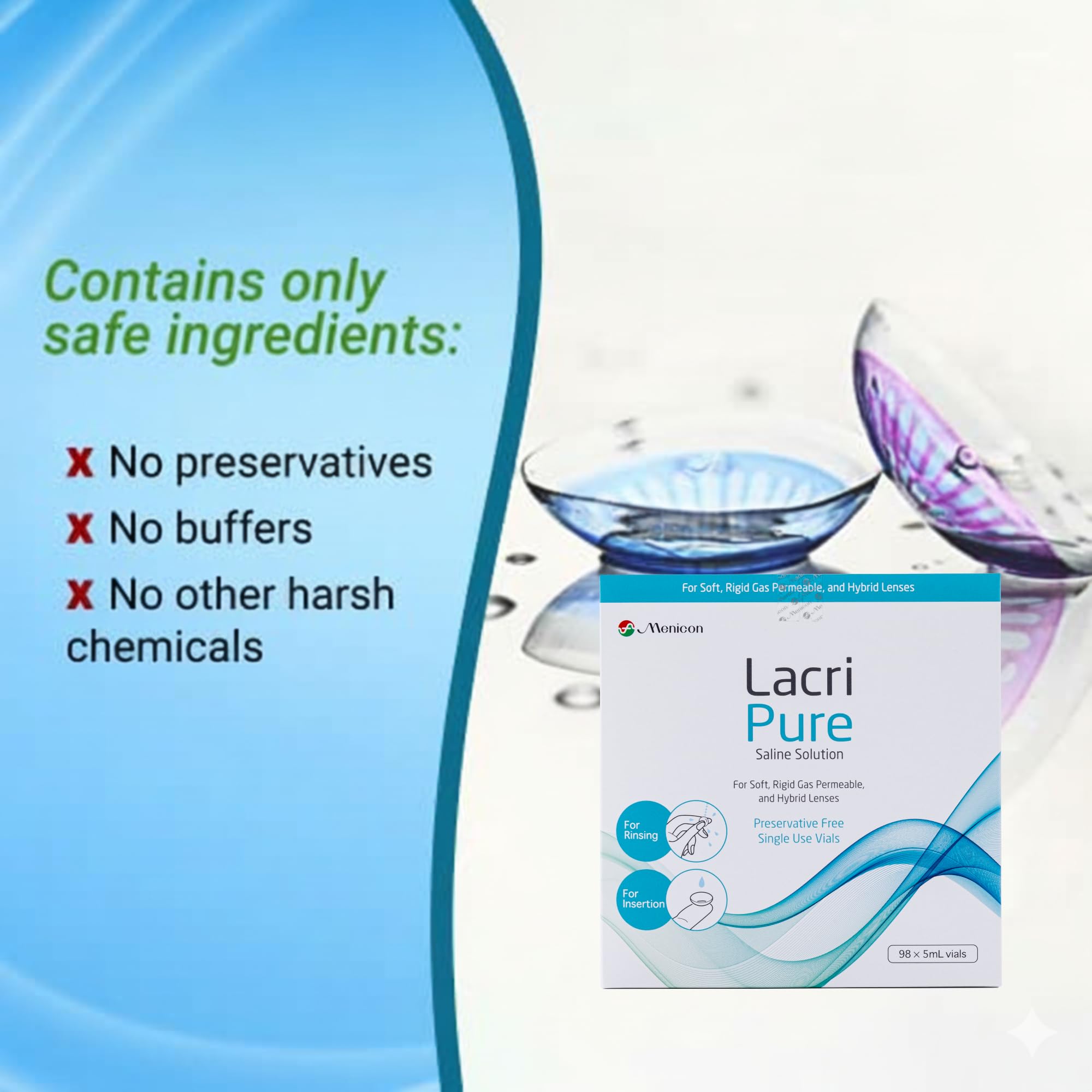 Menicon LacriPure Saline Contact Lens Solution Rinse

