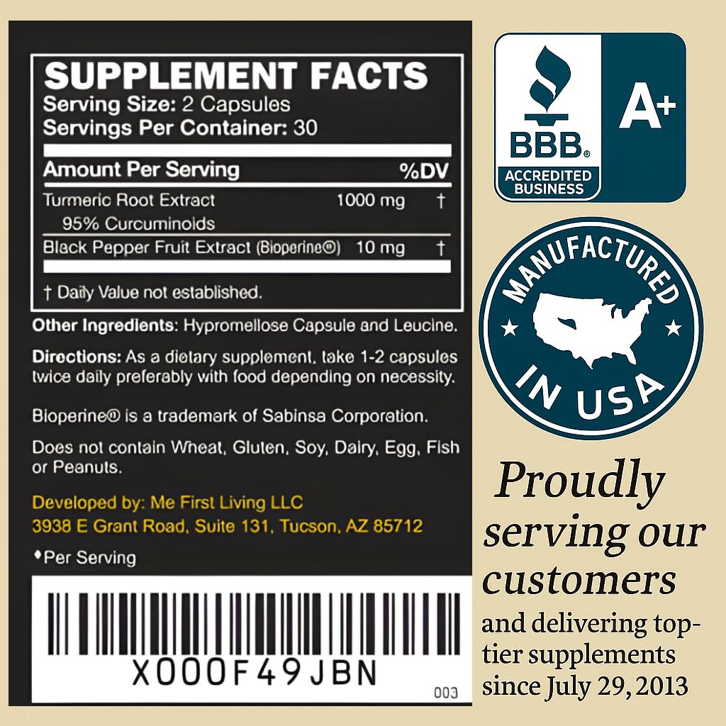 Me First Living Turmeric Curcumin Supplement | Joint Support

