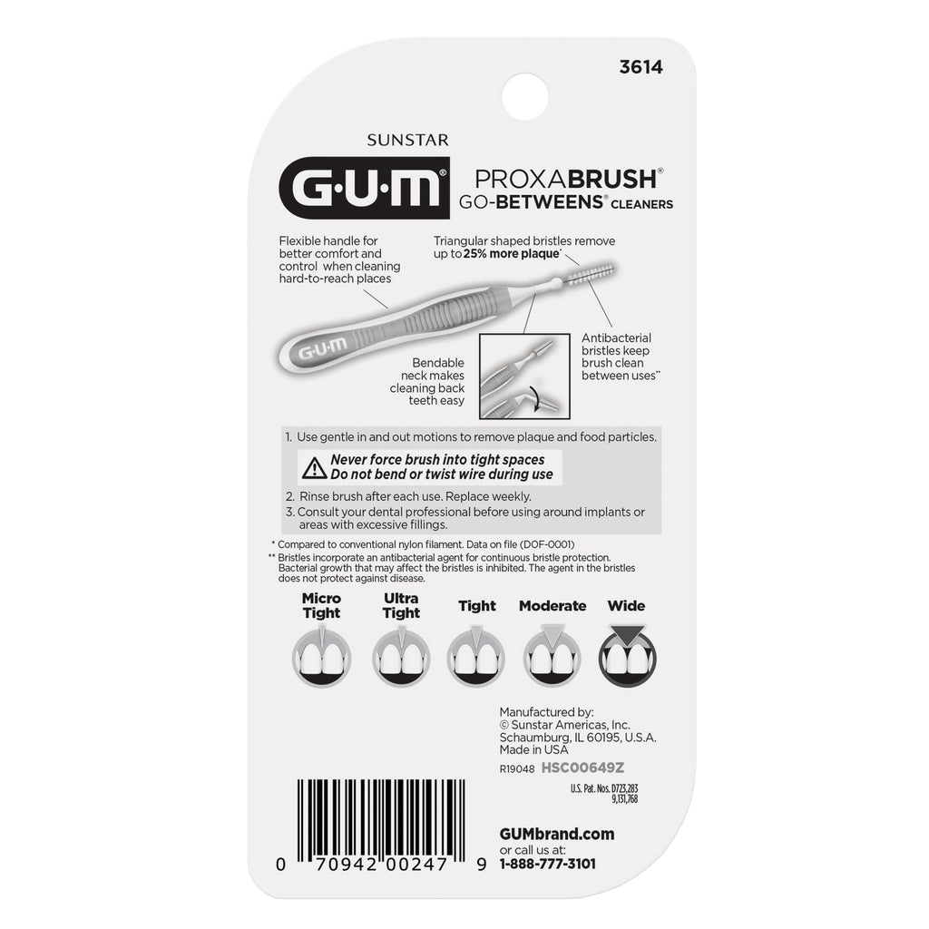 GUM Proxabrush Go-Betweens Wide Interdental Brushes | Braces

