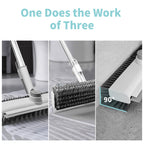 Floor Scrub Brush with Long Handle - 3-in-1 Scraper

